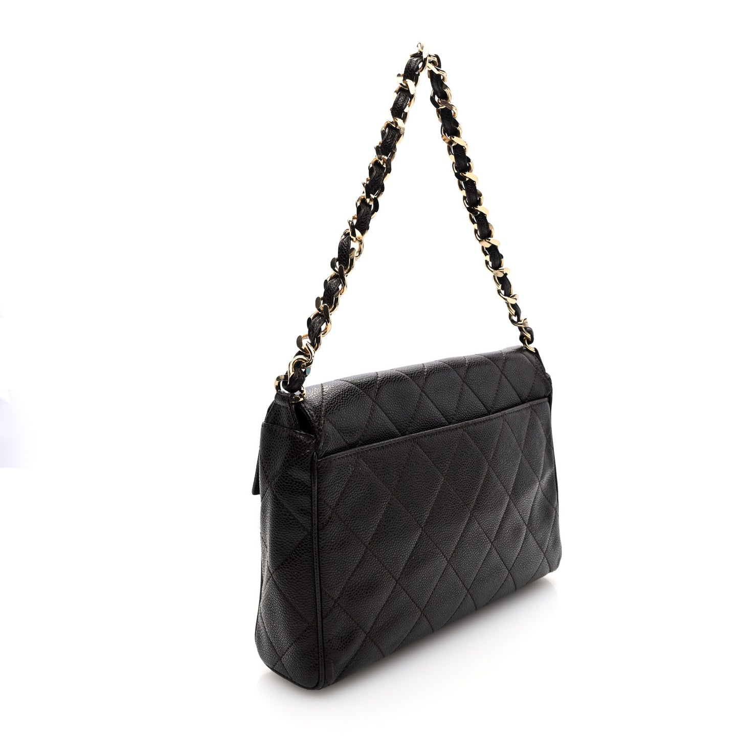 Caviar Quilted Medium Single Flap Brown