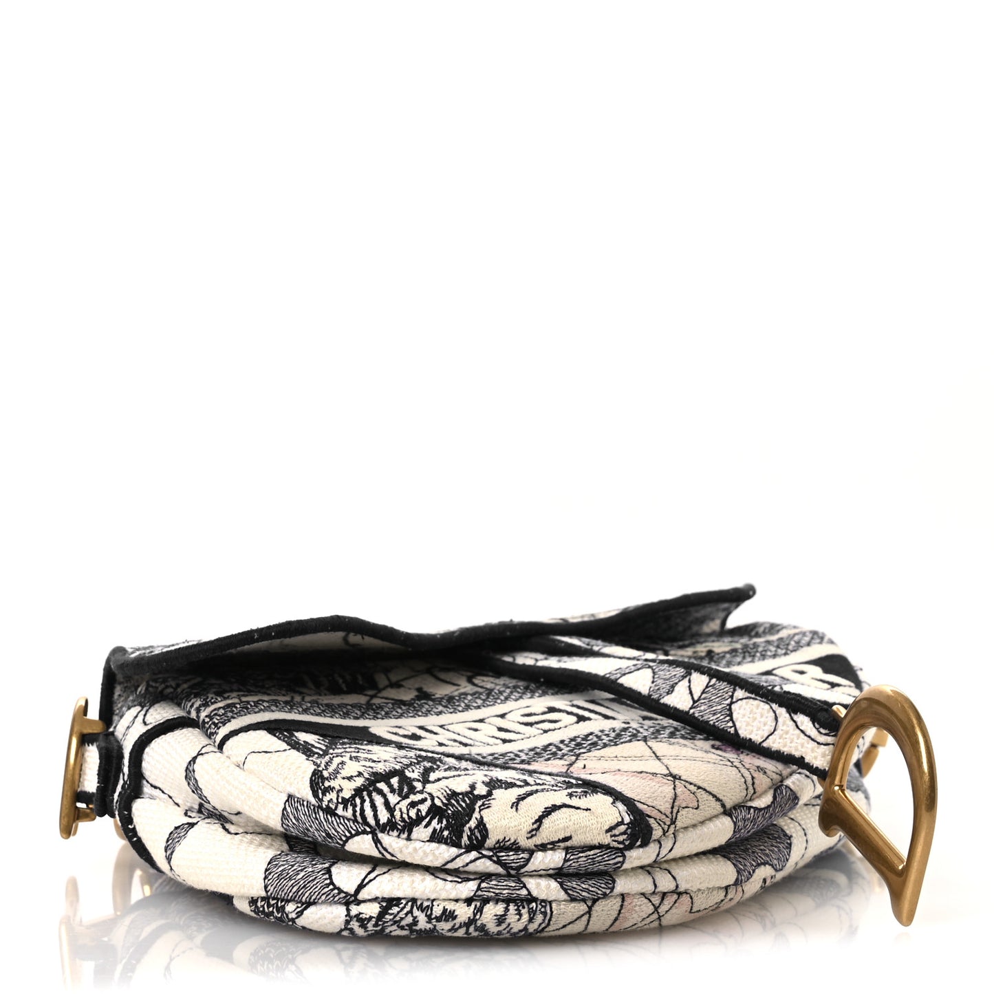 Canvas Embroidered Around the World Saddle Bag Blue