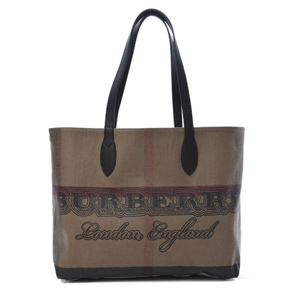 Burberry Coated Canvas Mega Check Medium Doodle Tote Black 1 of 11