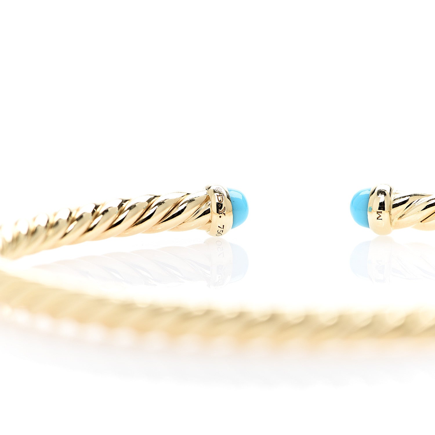 David Yurman 18K Yellow Gold Turquoise 4mm Cablespira Bracelet 4 of 4