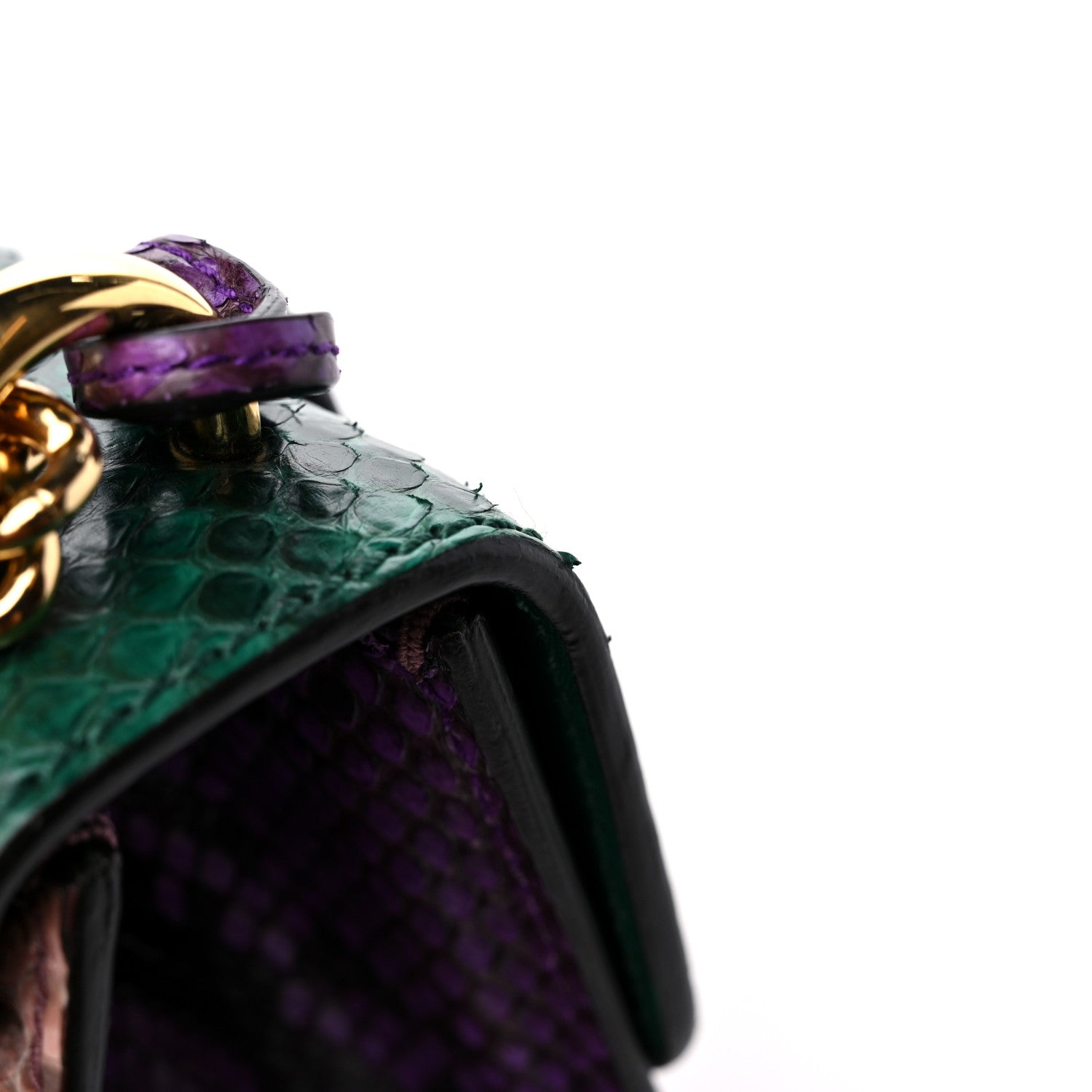 Gucci Snakeskin Small Padlock Shoulder Bag Green Pink Purple 13 of 13
