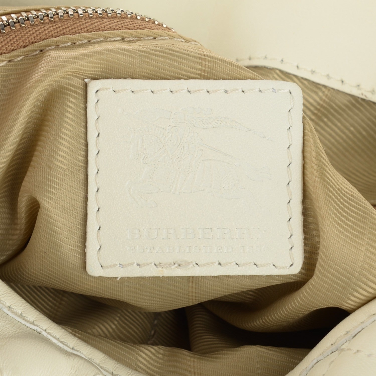 Burberry Calfskin Quilted Brook Hobo White 6 of 8