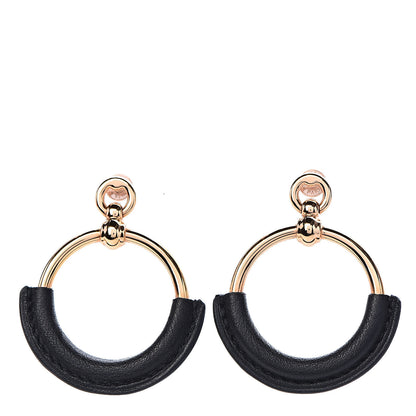 Hermes Swift Loop Earrings Rose Gold Black 1 of 5