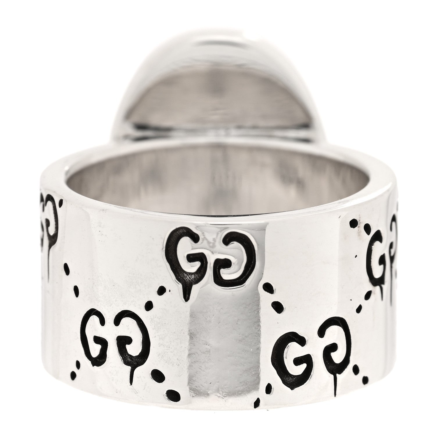 Gucci Sterling Silver Grey Diamond GucciGhost Ghost Ring 54 6.75 3 of 7