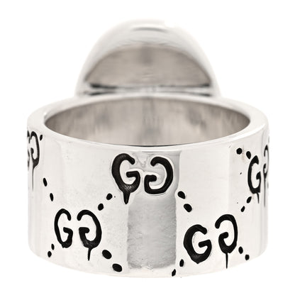 Gucci Sterling Silver Grey Diamond GucciGhost Ghost Ring 54 6.75 3 of 7