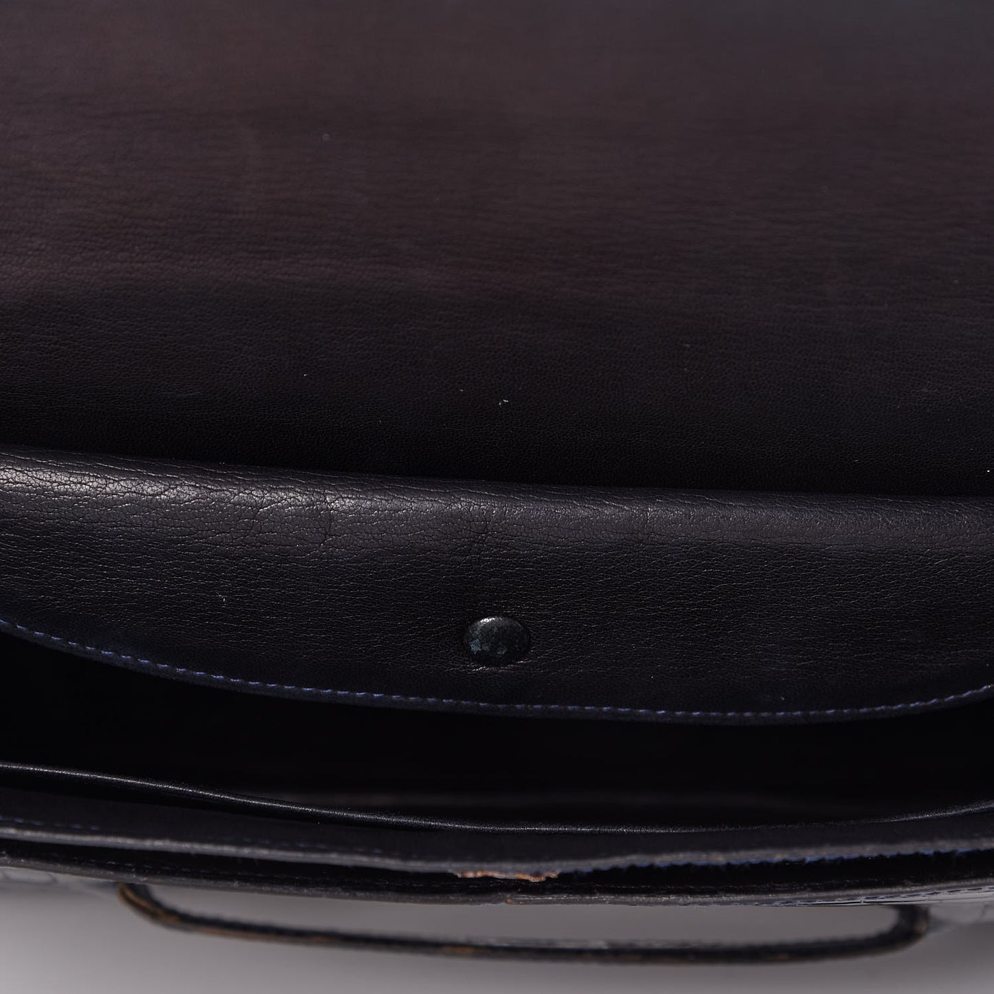 Shiny Crocodile Faco Clutch Bleu Marine