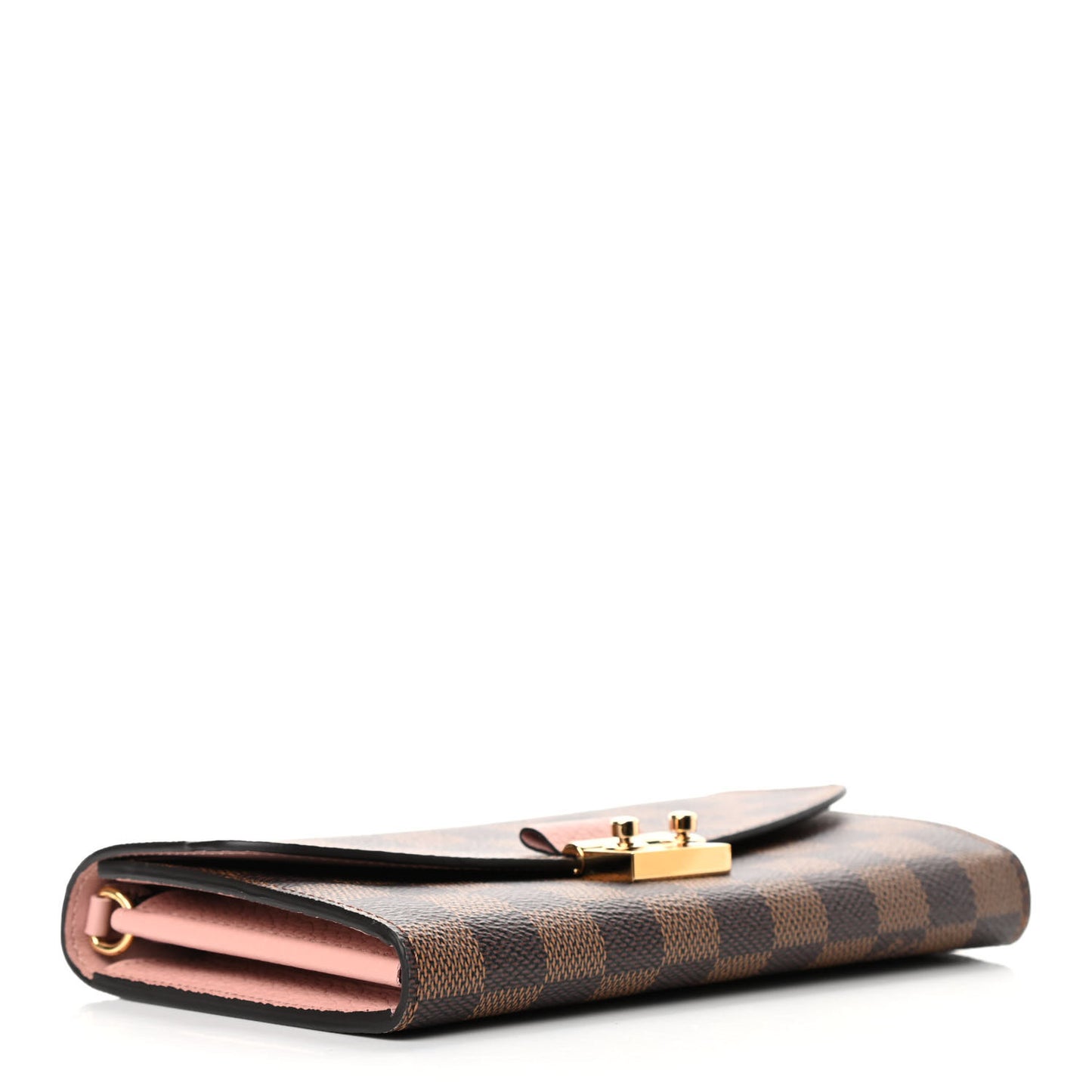 Damier Ebene Croisette Chain Wallet Rose Ballerine