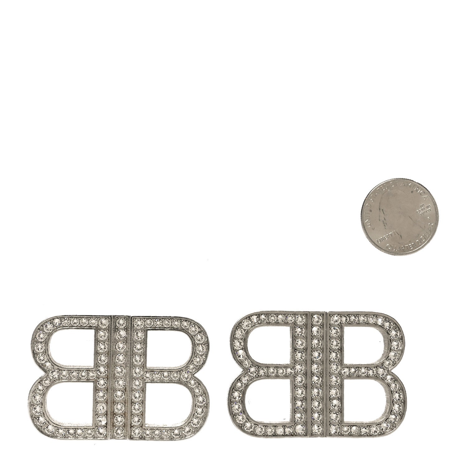 Balenciaga Crystal BB 2.0 Drop Earrings Silver 2 of 4