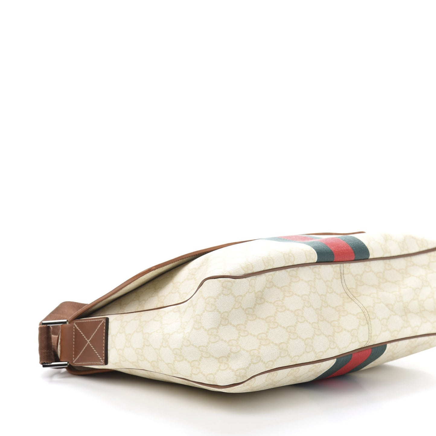 Monogram Web Stripe Medium Flap Messenger Bag White