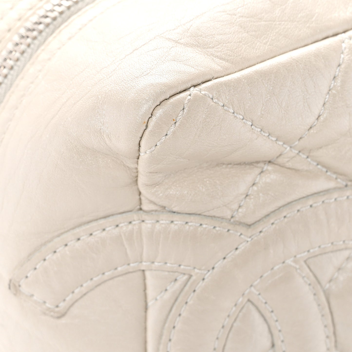 Aged Calfskin Quilted Cotton Club Bowler Pearl