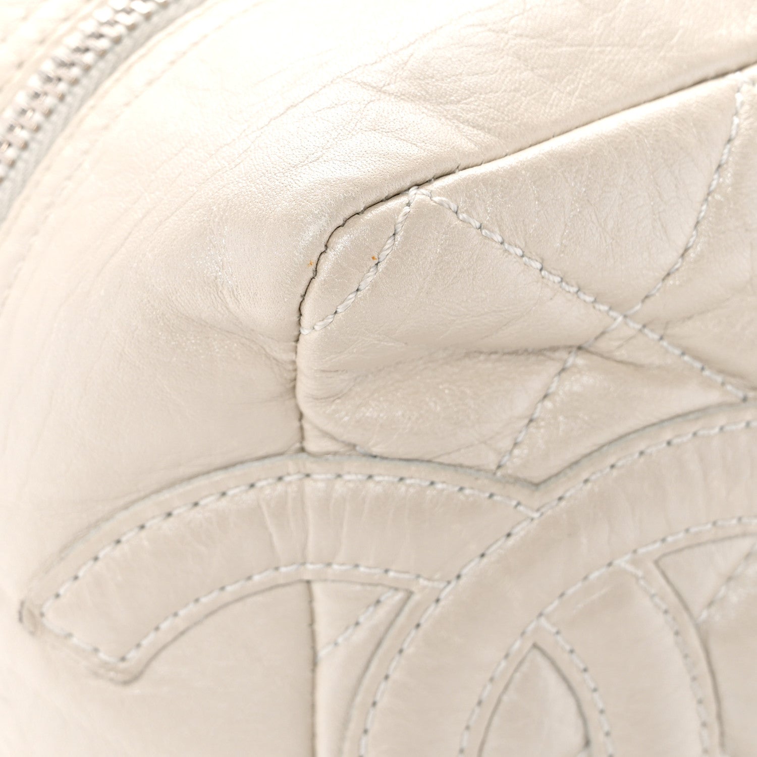 Chanel Aged Calfskin Quilted Cotton Club Bowler Pearl 13 of 15