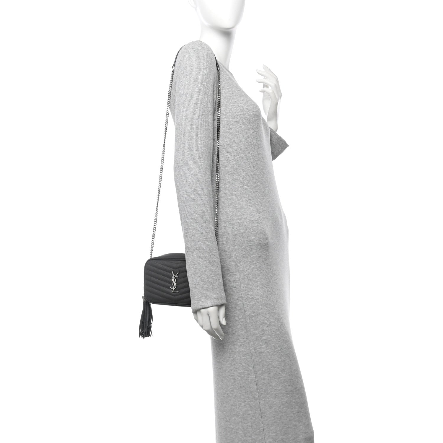 Saint Laurent Grain De Poudre Matelasse Monogram Mini Lou Camera Bag Asphalt 2 of 9