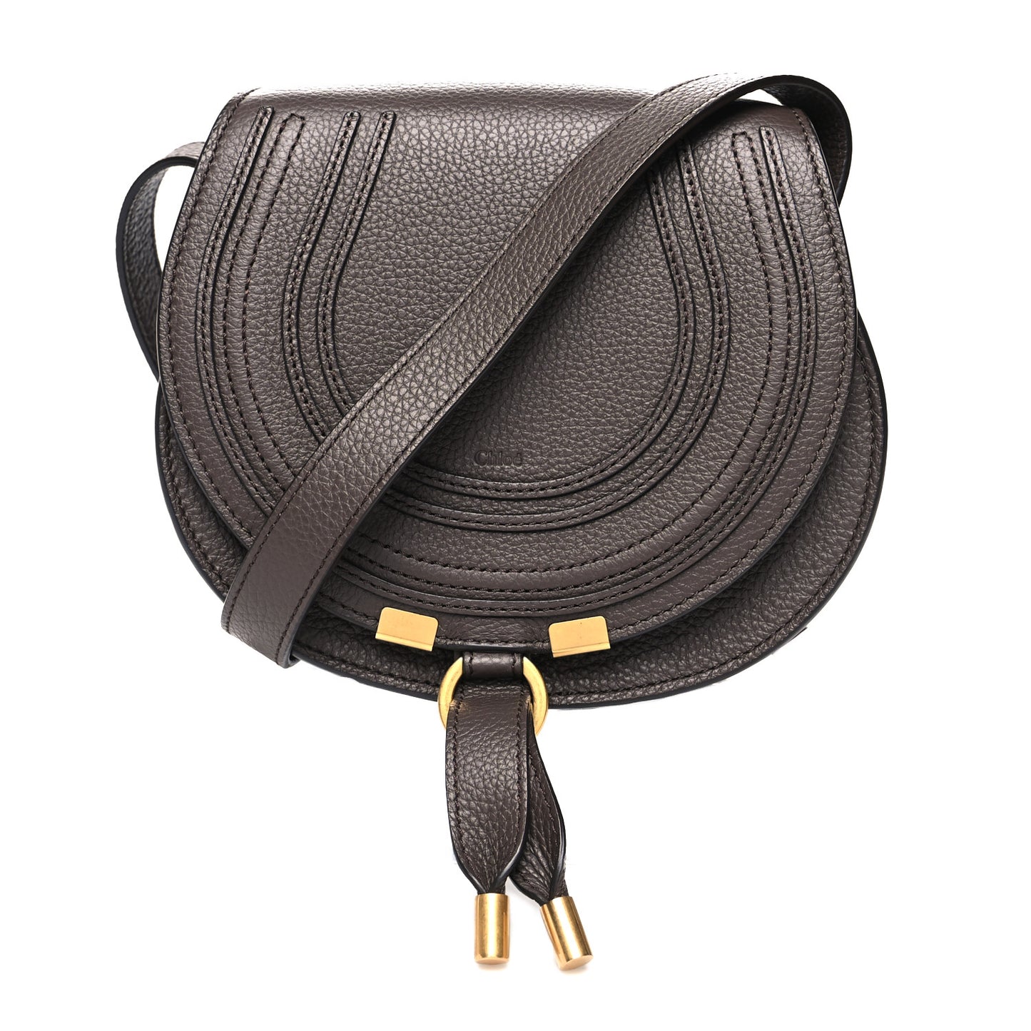 Grained Calfskin Small Marcie Saddle Bag Bold Brown