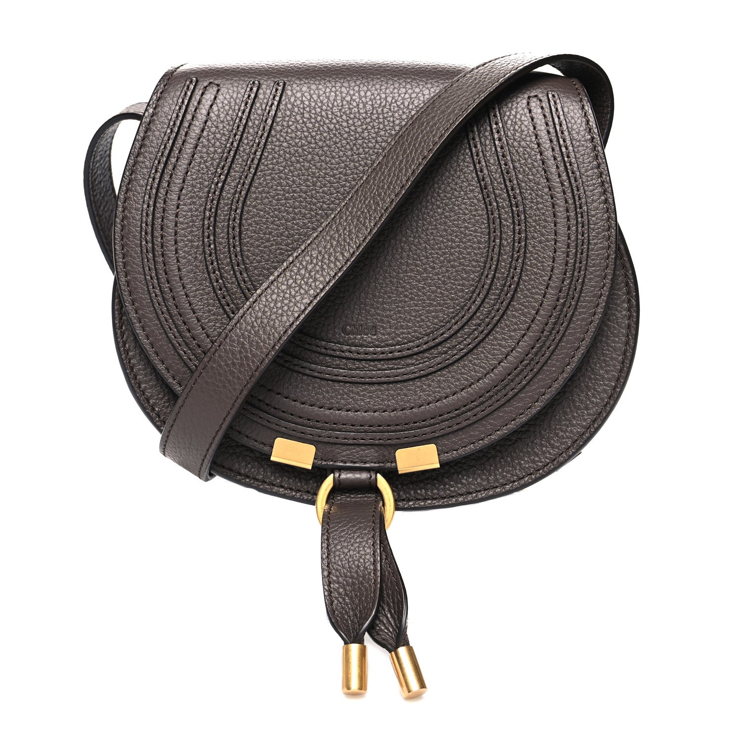 Chloe Grained Calfskin Small Marcie Saddle Bag Bold Brown 1 of 10