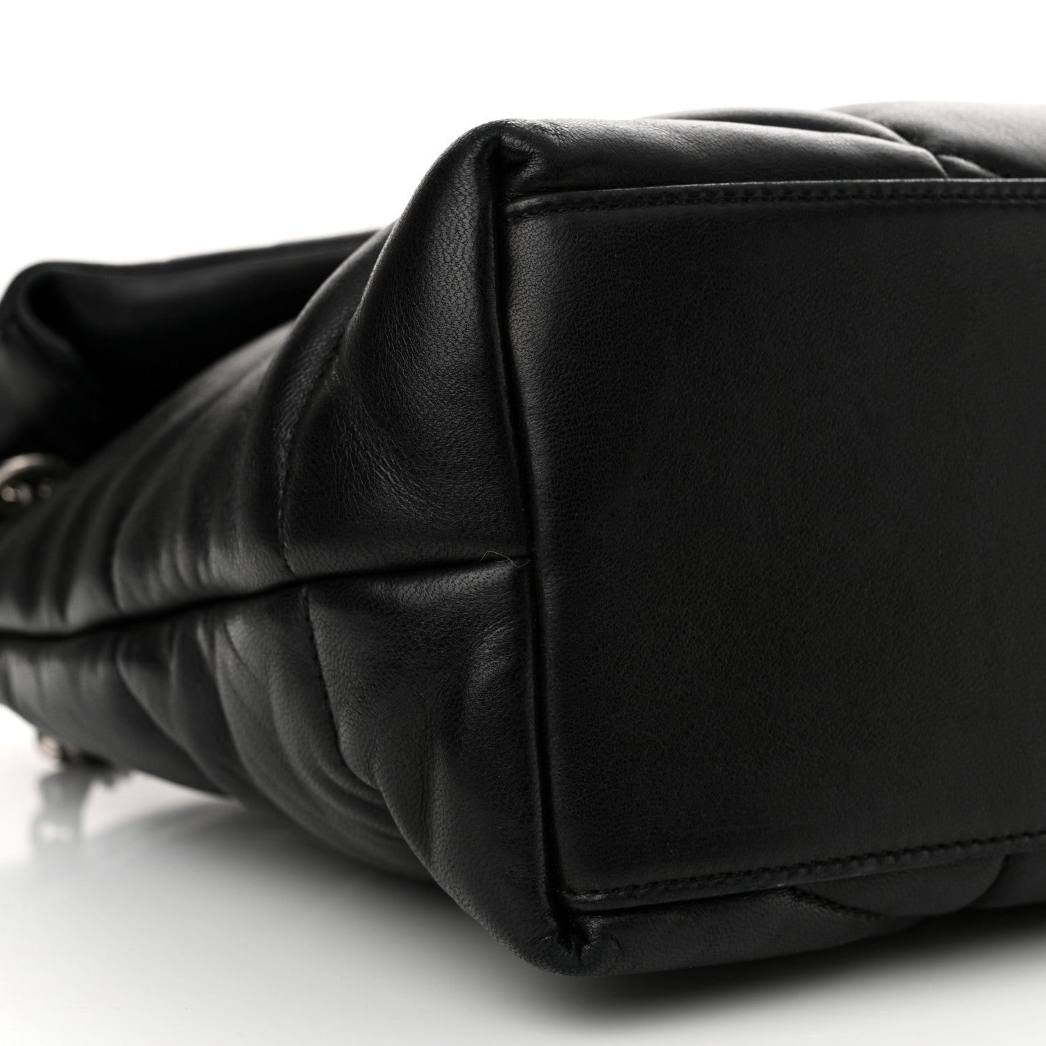 Saint Laurent Lambskin Quilted Medium Loulou Puffer Monogram Chain Satchel Black 9 of 10
