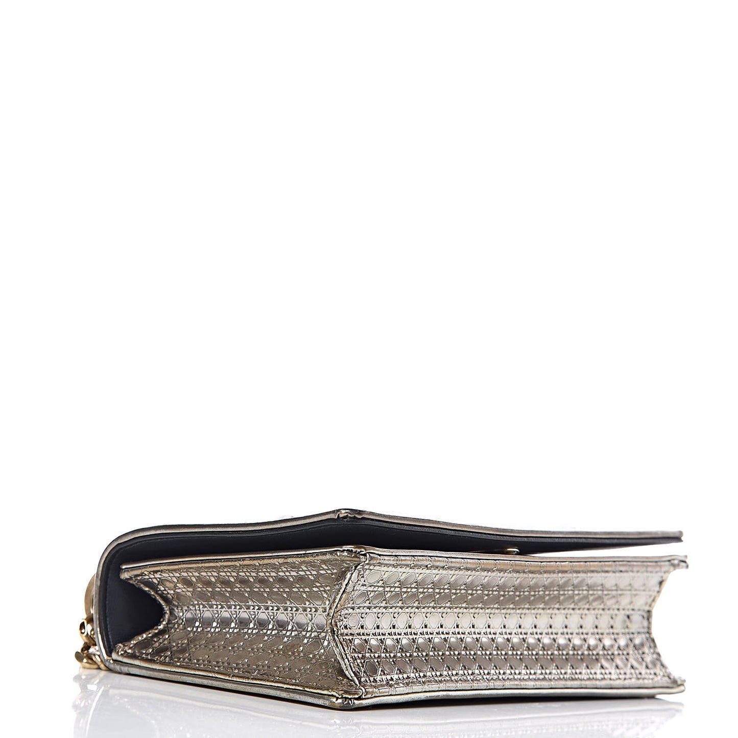 Metallic Patent Micro-Cannage Mini Diorama Flap Bag Gold