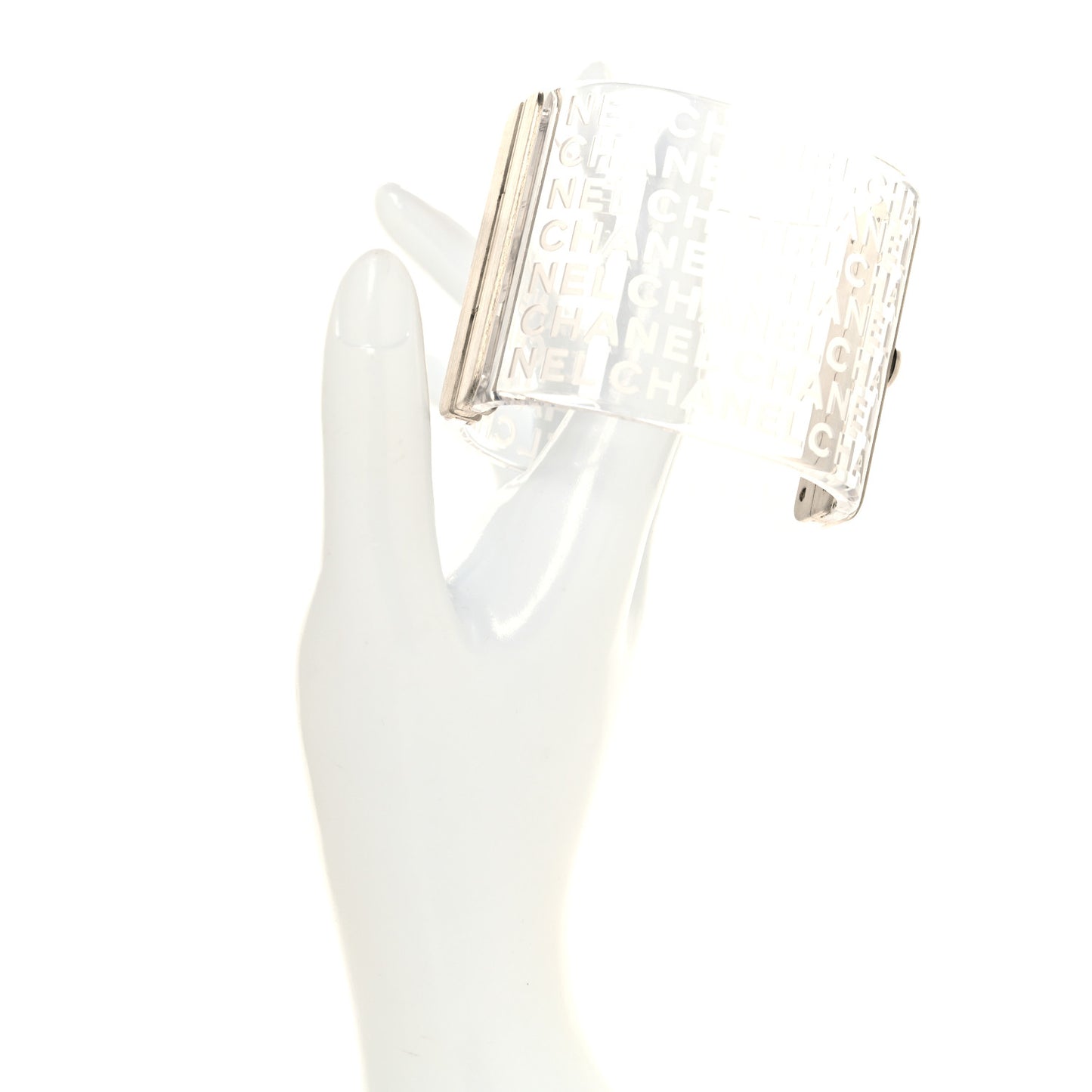 Lucite Logo Cuff Transparent Silver