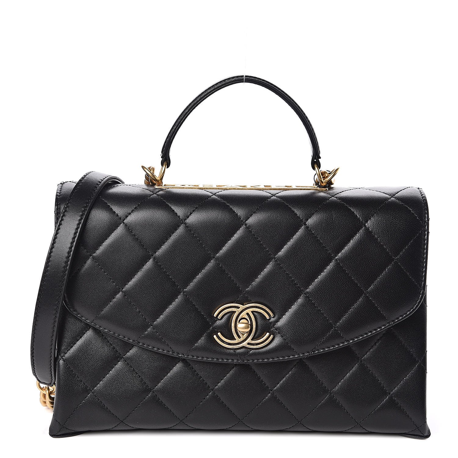 Chanel Lambskin Quilted Large Trendy Spirit Top Handle Bag Black 1 of 11