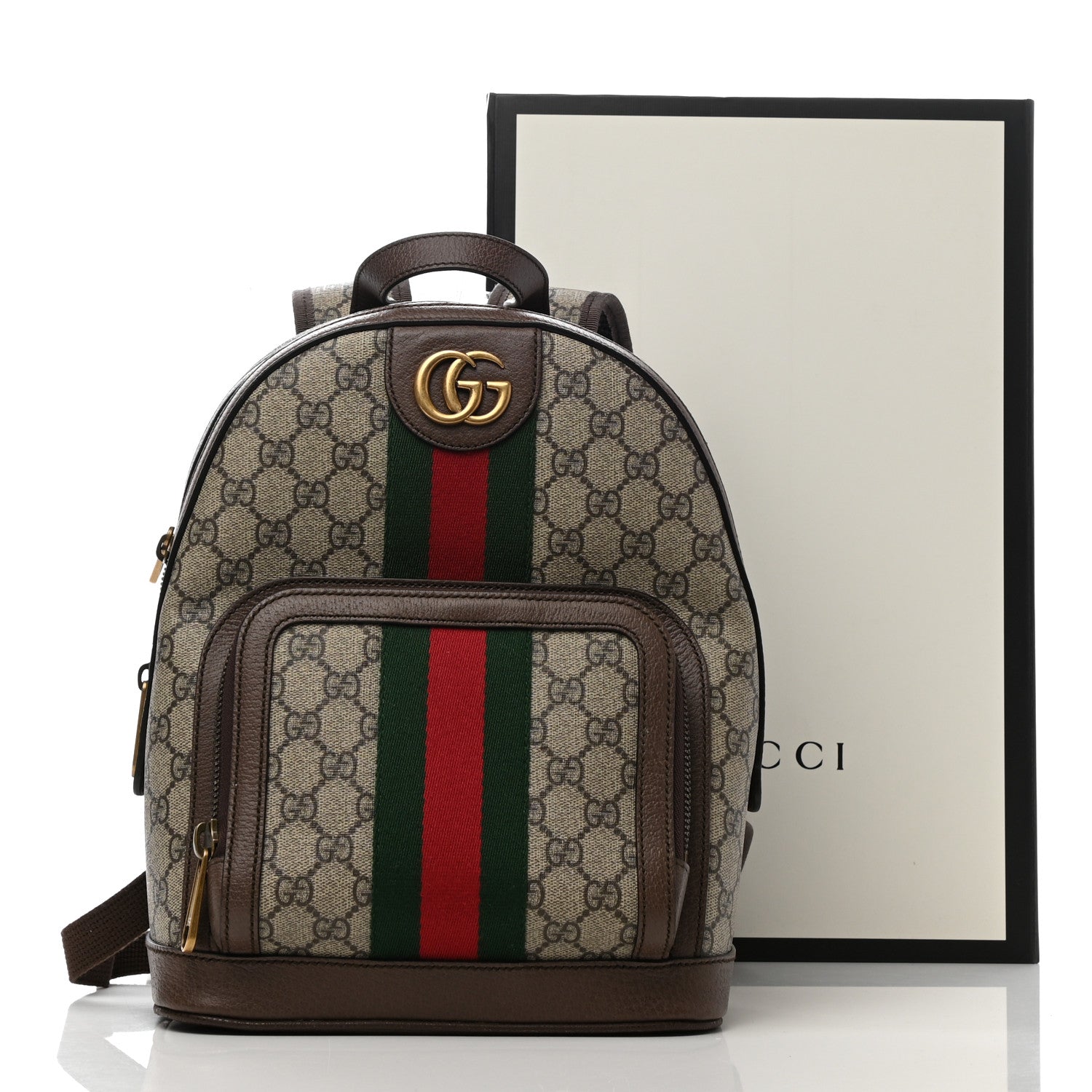 Gucci GG Supreme Monogram Calfskin Web Small Ophidia Day Backpack Beige Ebony New Acero 11 of 11
