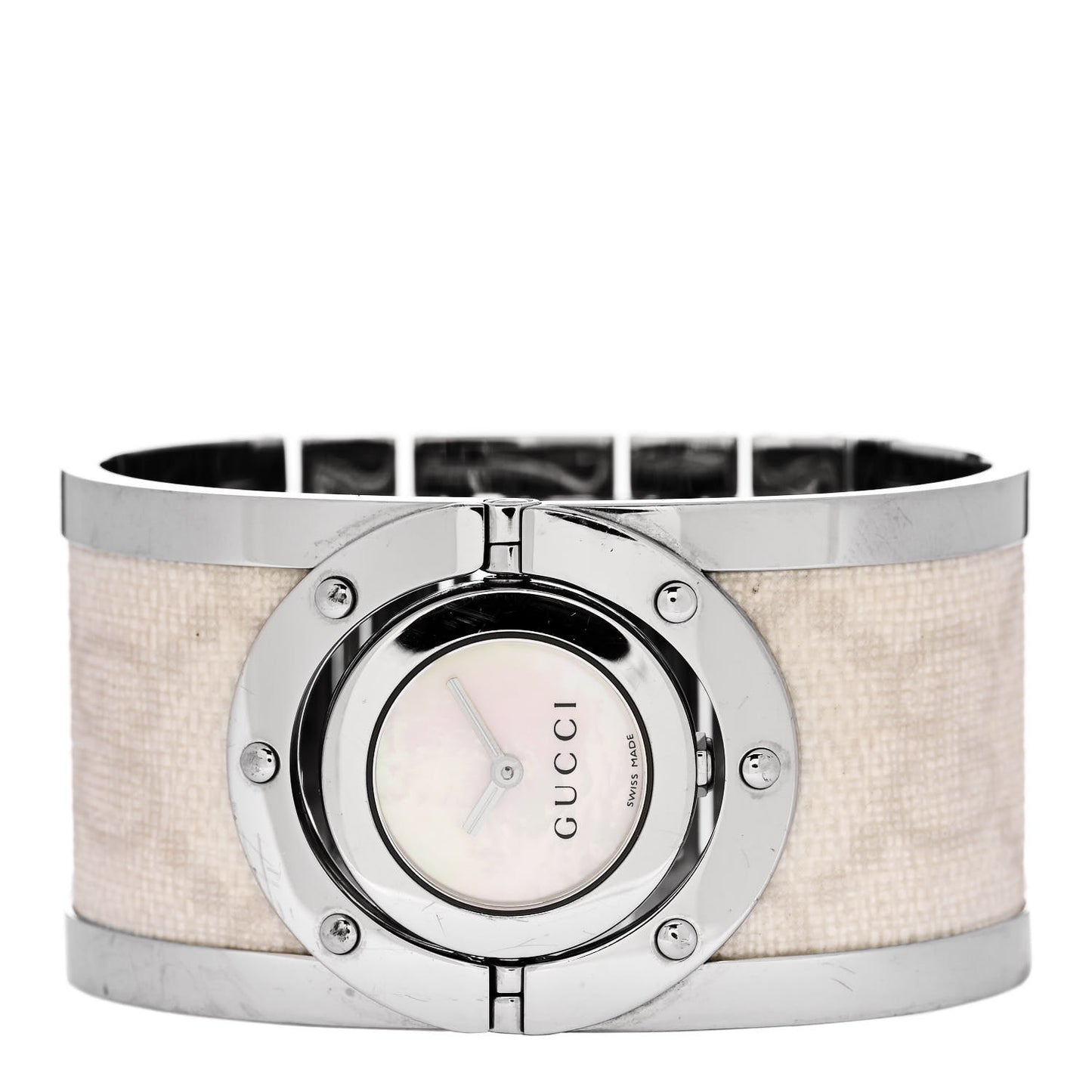 Stainless Steel Canvas Mother of Pearl 33mm Twirl Quartz Watch