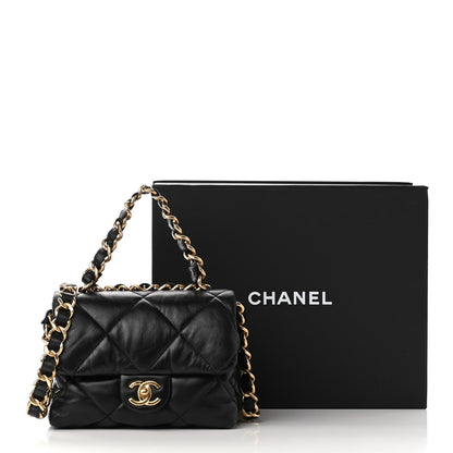 Chanel Lambskin Quilted Small Chain Top Handle Flap Black 10 of 10