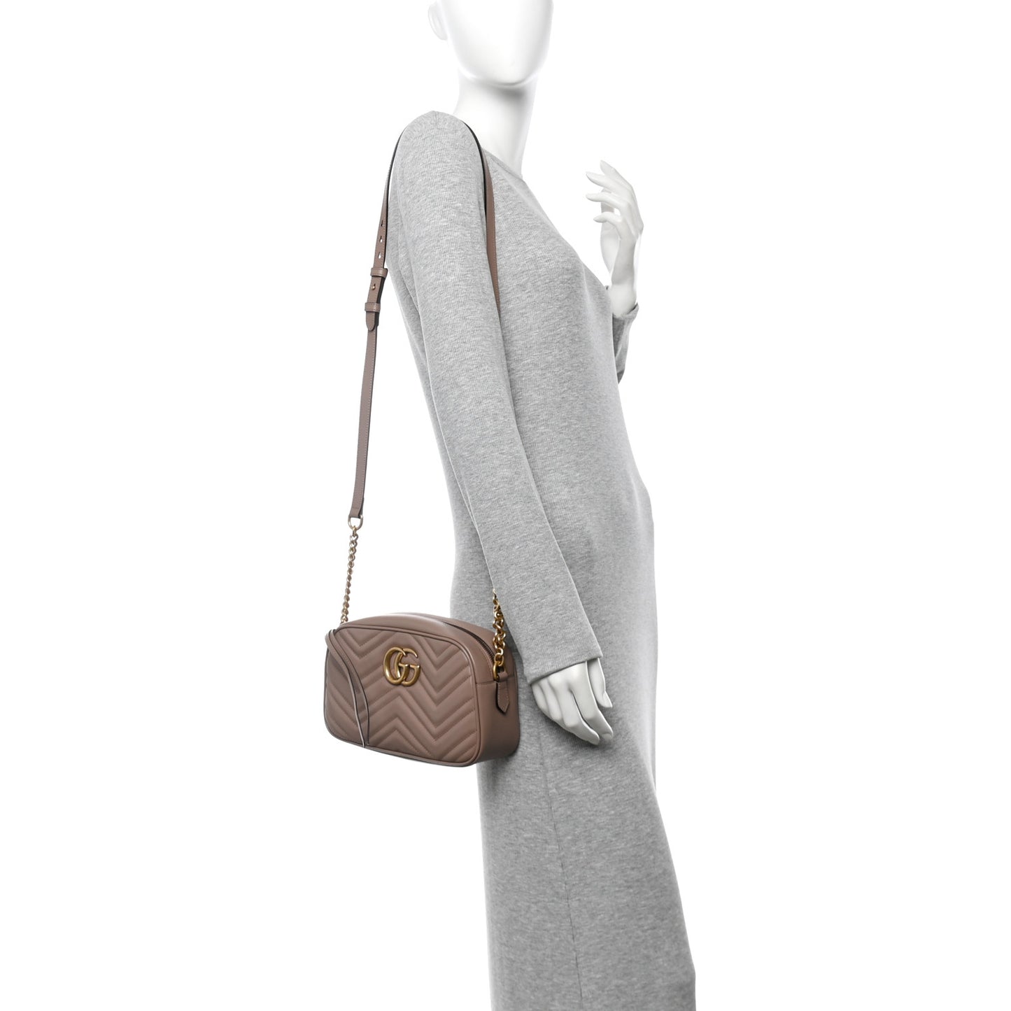 Calfskin Matelasse Small GG Marmont Chain Shoulder Bag Porcelain Rose