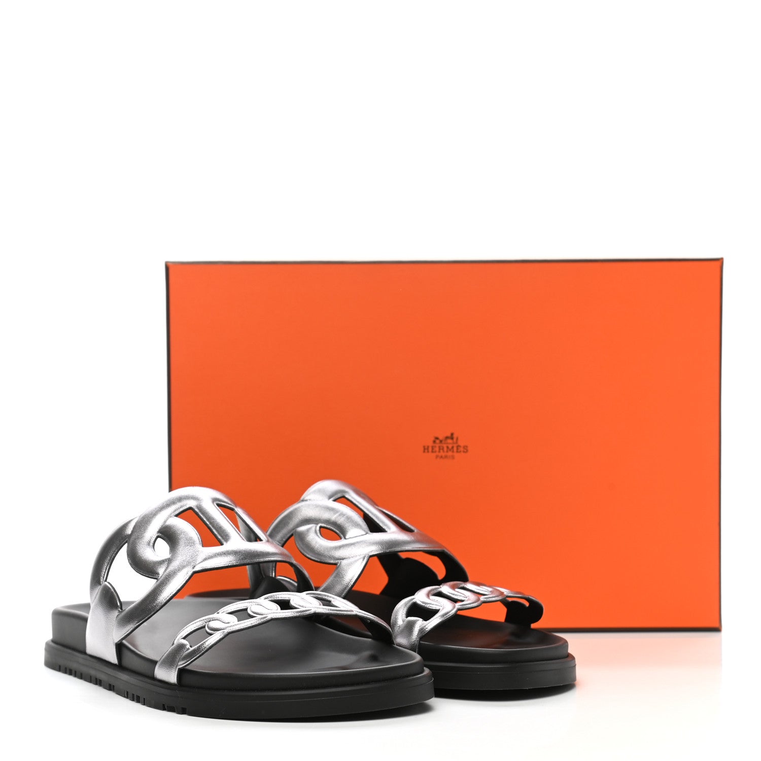 Hermes Nappa Extra Sandals 39 Gris Argent 9 of 9