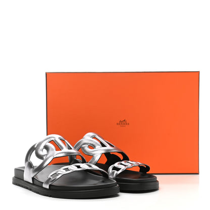 Hermes Nappa Extra Sandals 39 Gris Argent 9 of 9