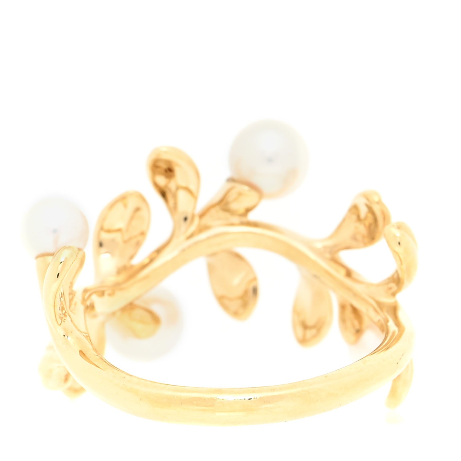 Mikimoto 18K Yellow Gold Akoya Pearl Olive Branch Ring 51 5.75 3 of 4