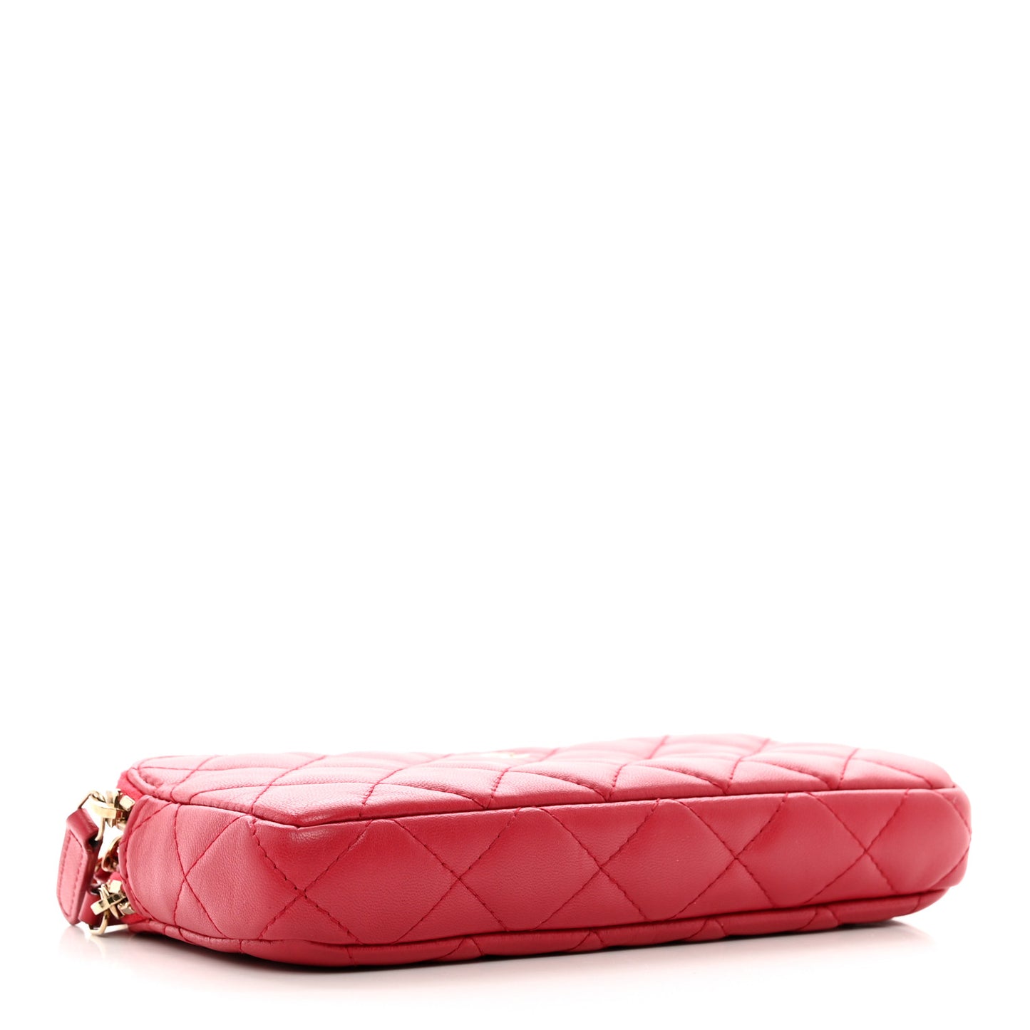 Lambskin Quilted Small Clutch With Chain Dark Pink