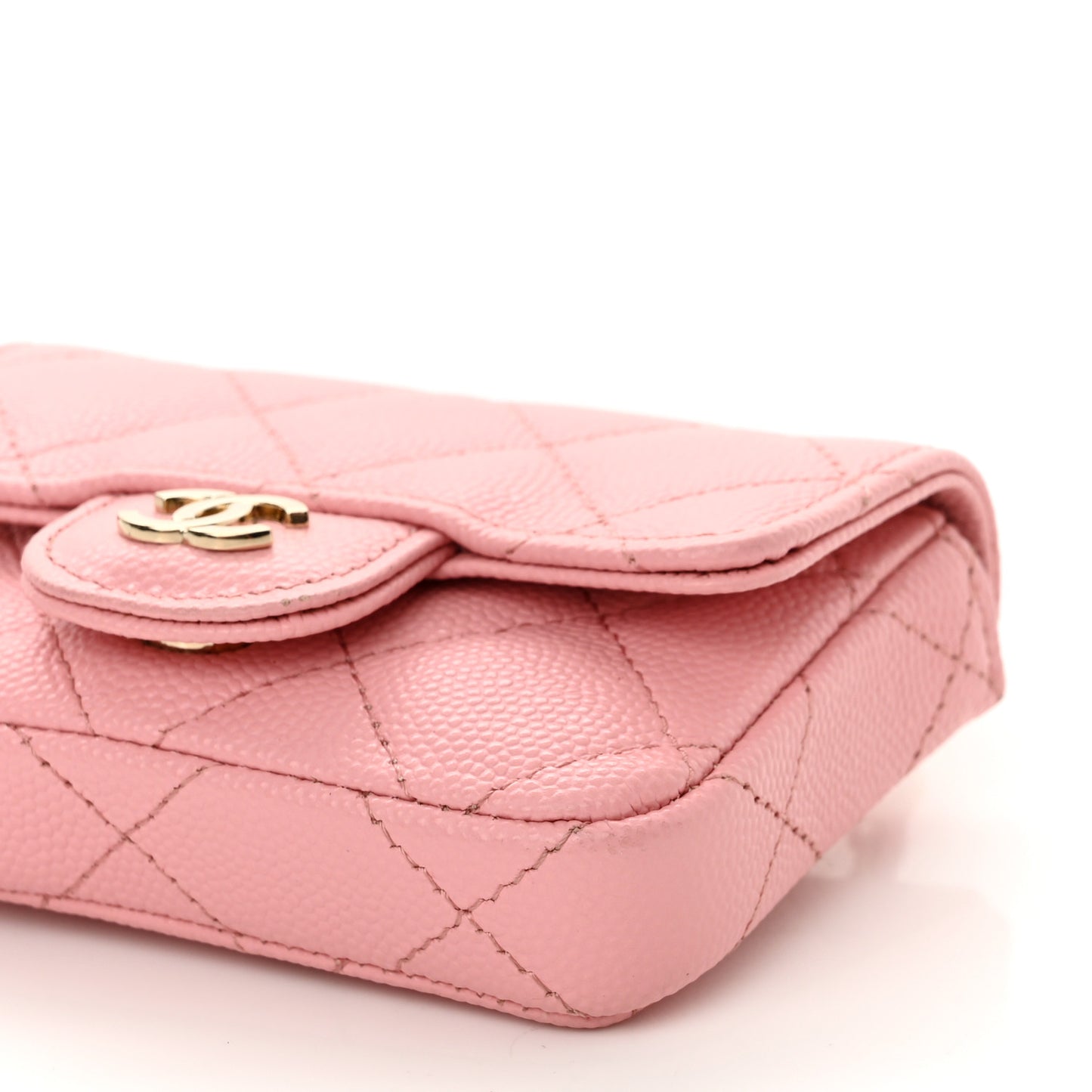 Caviar Quilted Mini Chain Belt Bag Light Pink