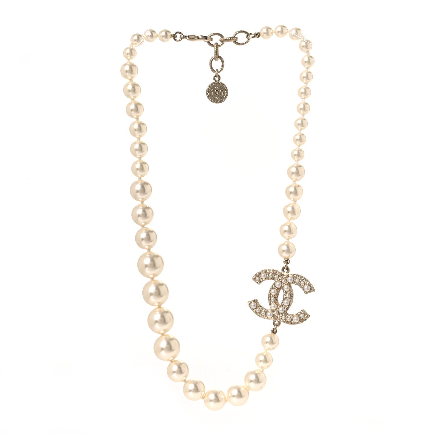 Pearl CC 100th Anniversary Necklace Light Gold