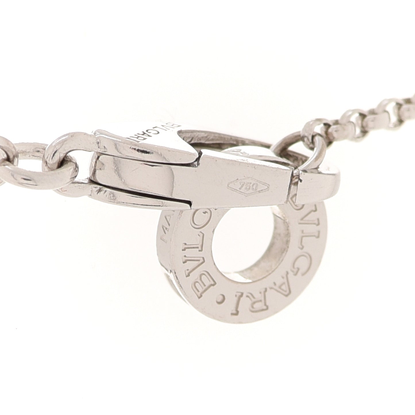18K White Gold Diamond Small B.Zero1 Pave Pendant Necklace