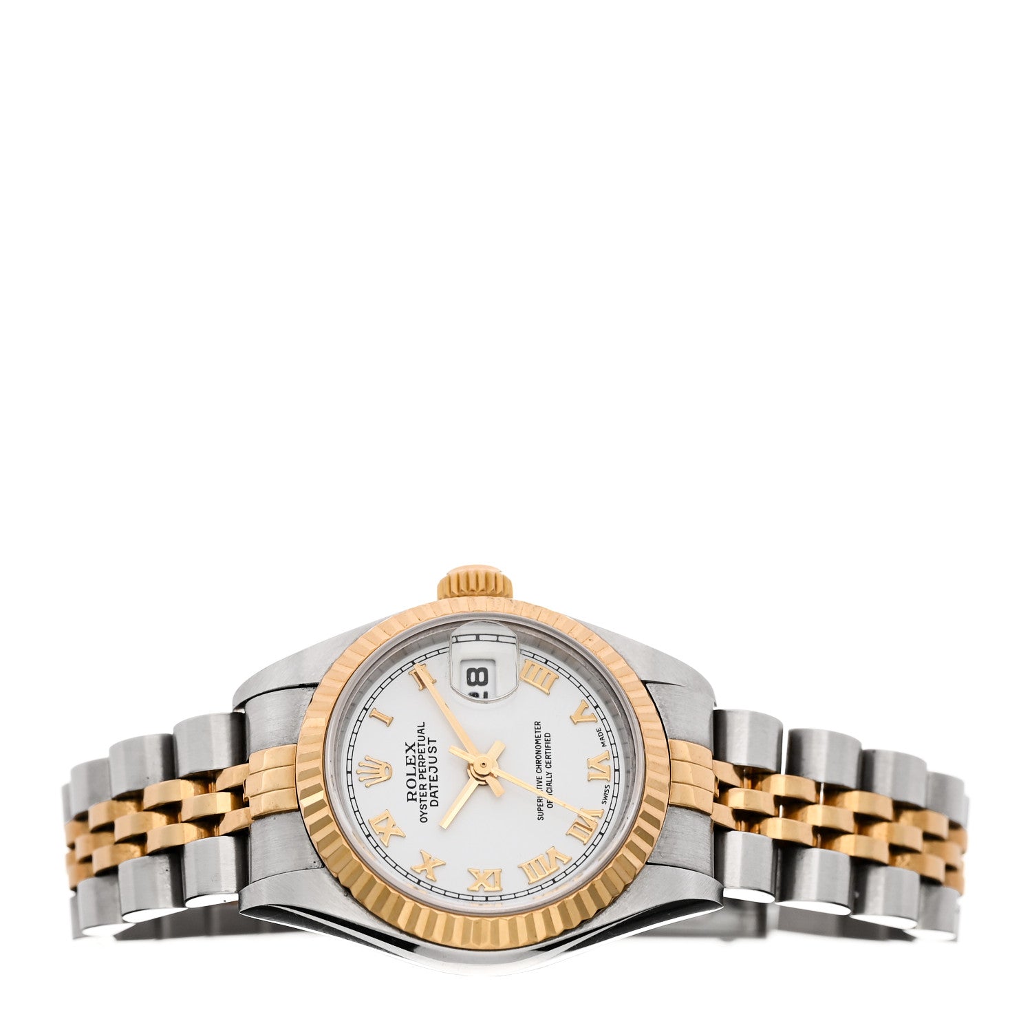 Rolex Stainless Steel 18K Yellow Gold 26mm Oyster Perpetual Datejust Watch White Roman 79173 2 of 4