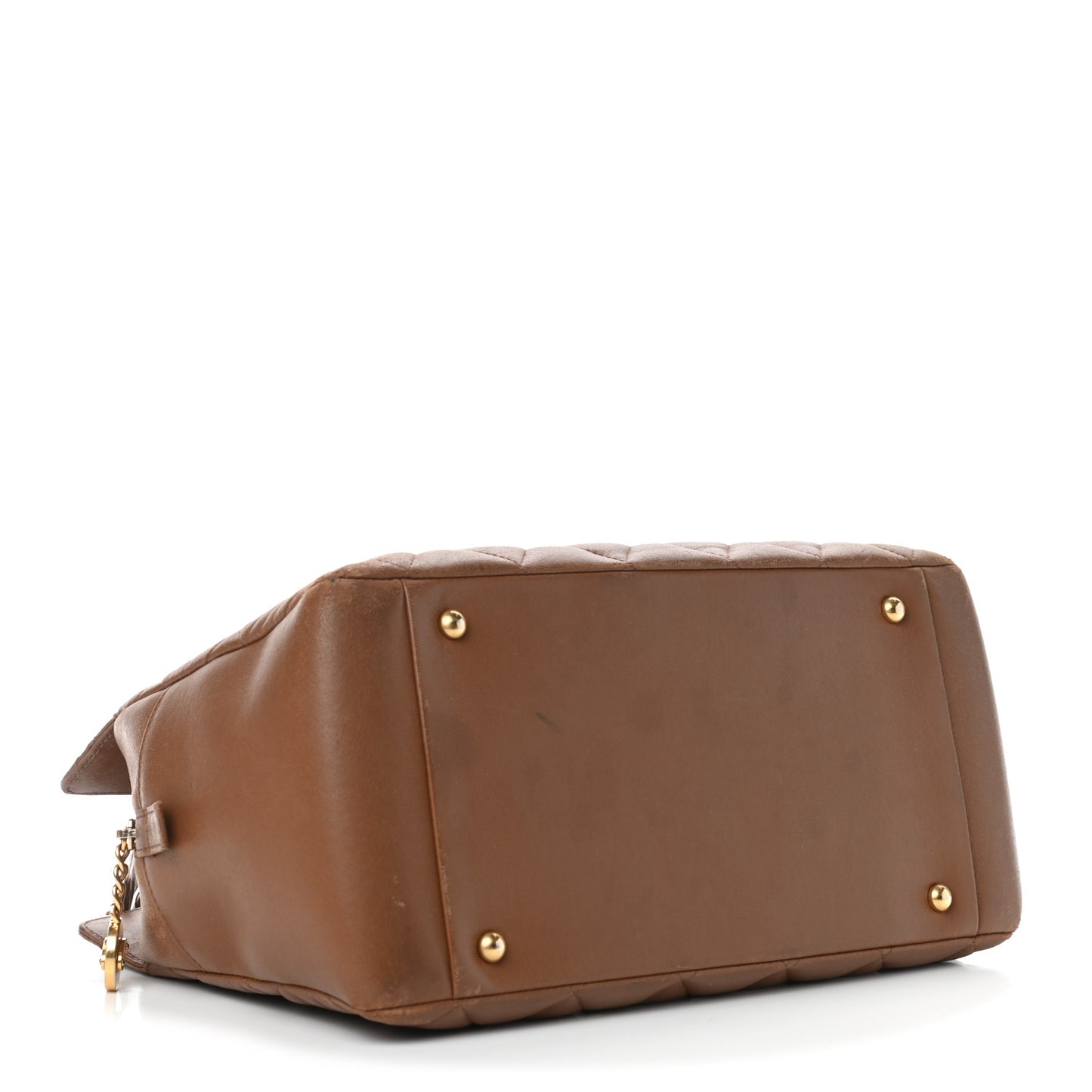 Lambskin Quilted Diamond CC Shoulder Bag Brown
