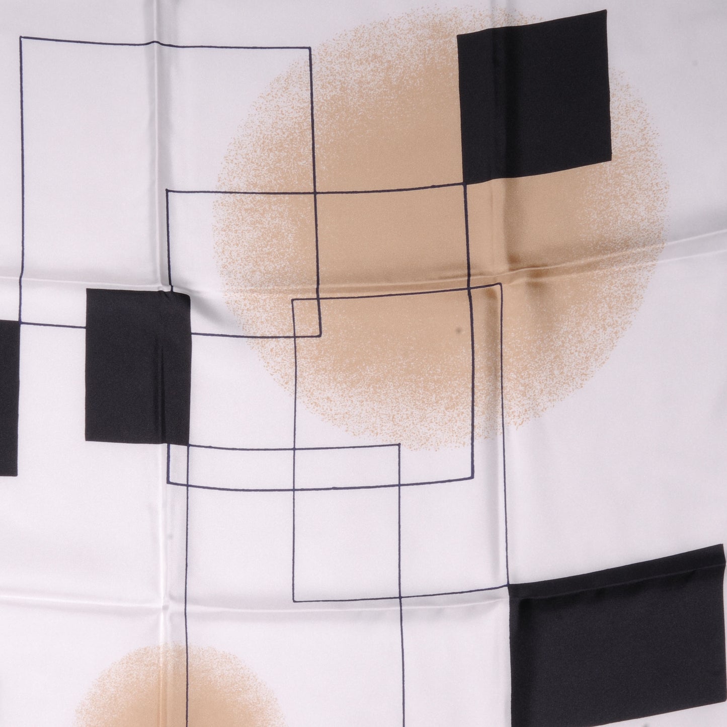 Silk CC Geometric Square Scarf White Blue Black