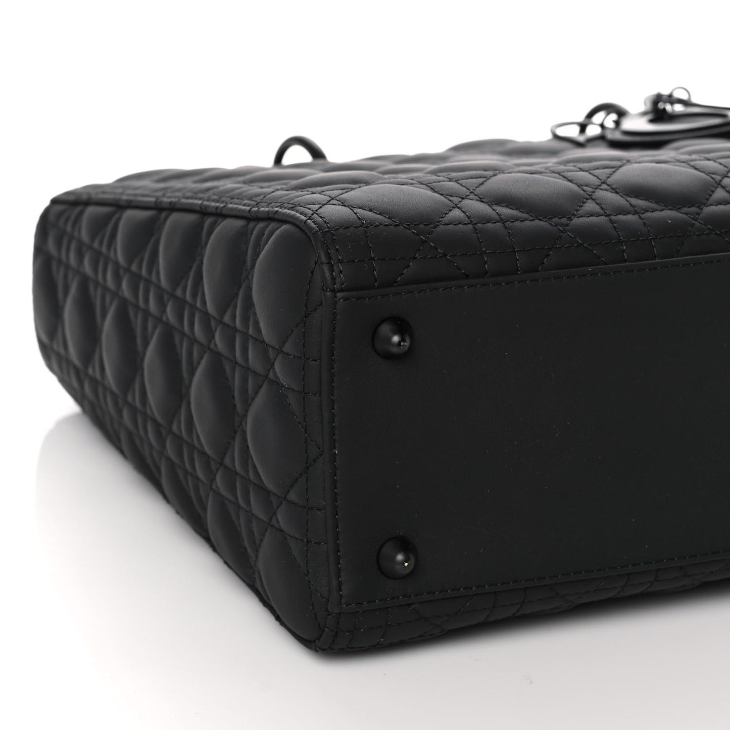 Ultra Matte Calfskin Cannage Large Lady Dior Black