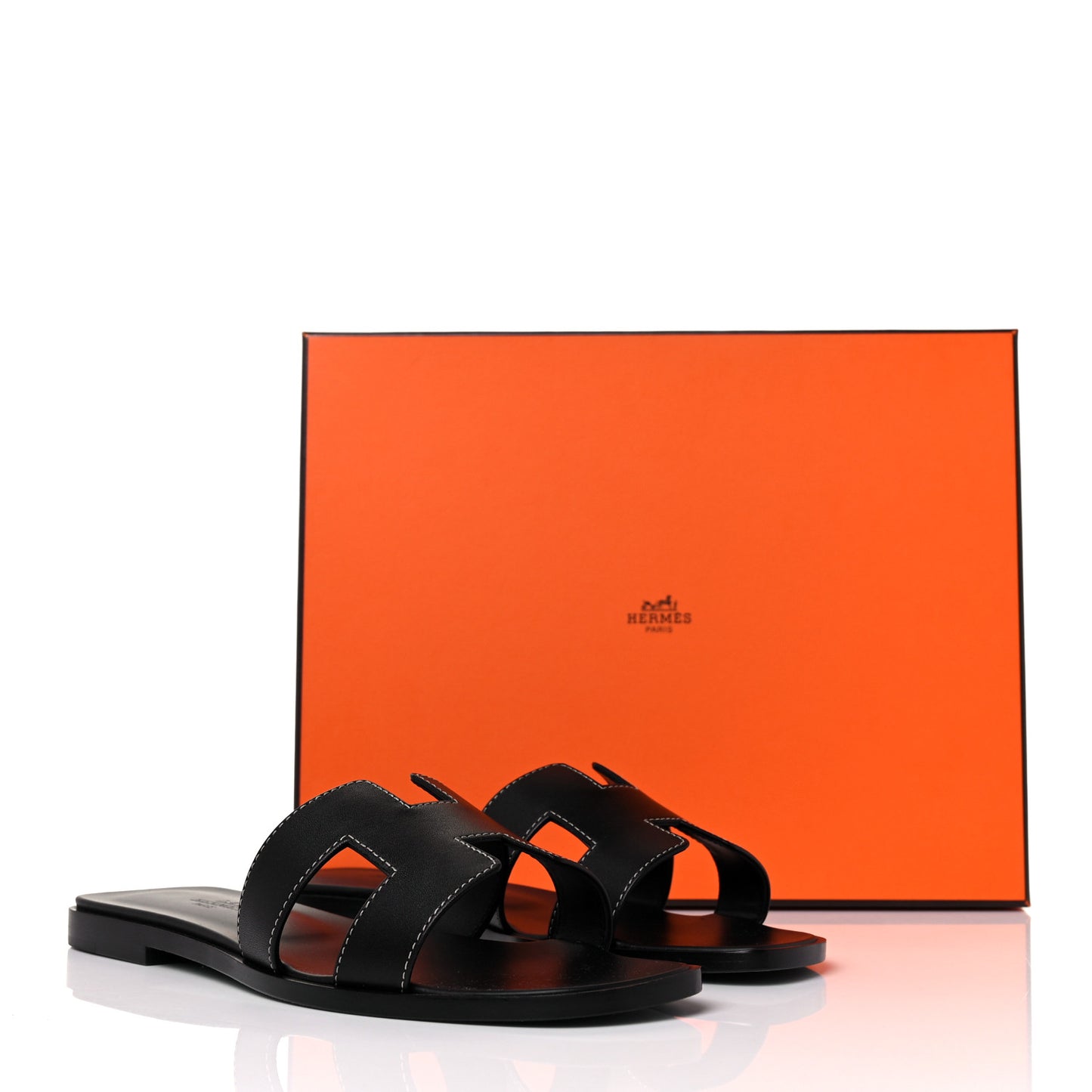 Box Calfskin Oran Sandals 37.5 Black