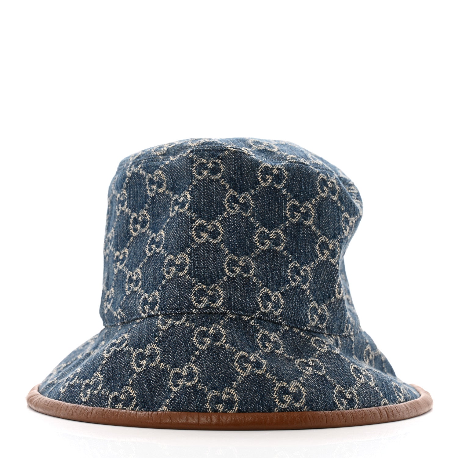Gucci Washed Jacquard Denim Nappa GG Monogram Oscar Bucket Hat M Denim Cuir 7 of 10