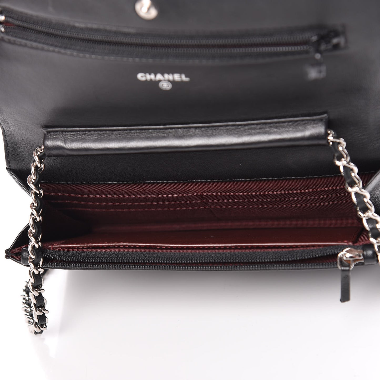 Lambskin Quilted Wallet On Chain WOC Black