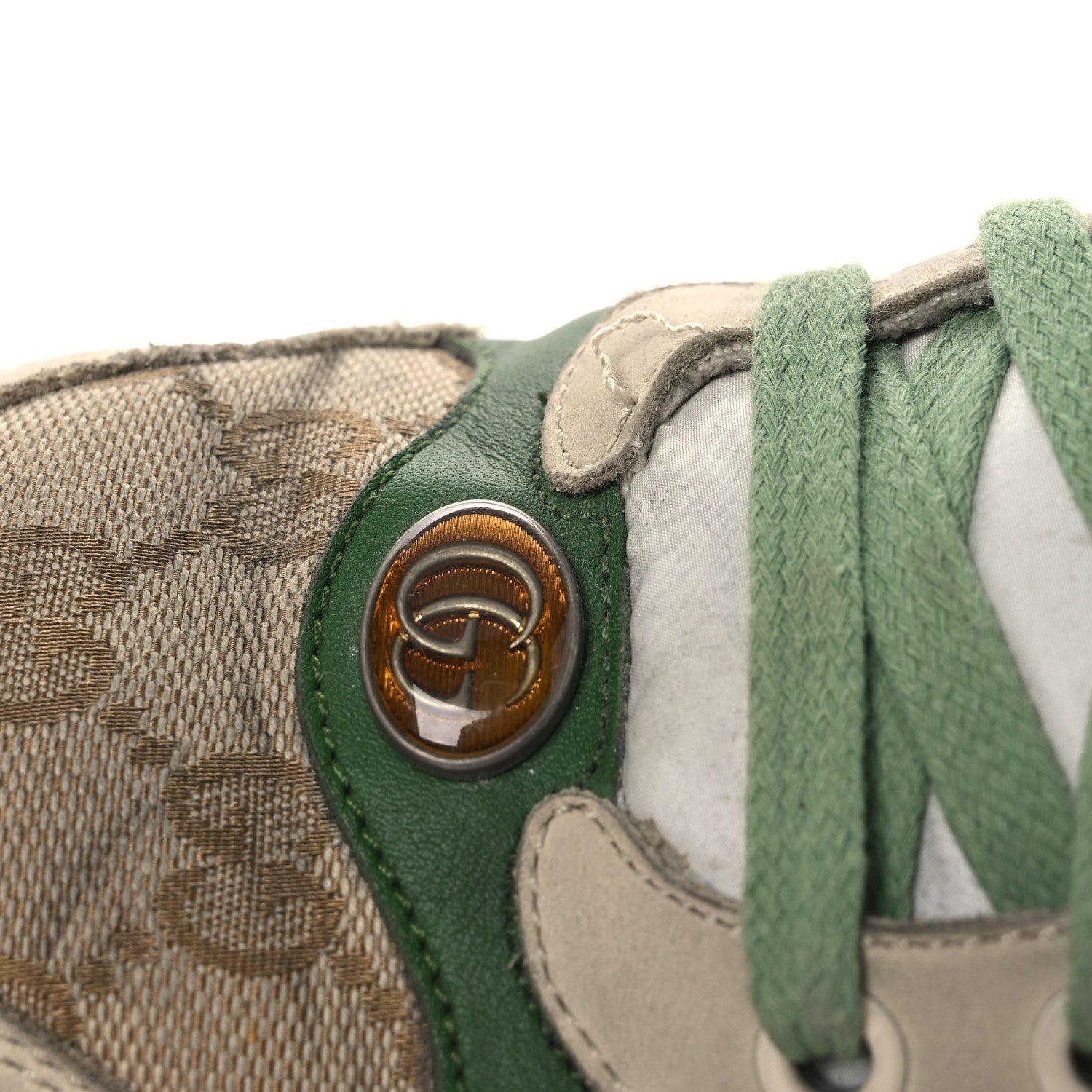 Gucci GG Monogram Nubuck Web Womens Screener Sneakers 40 New Sand Dusty Milk Vintage Green 11 of 16