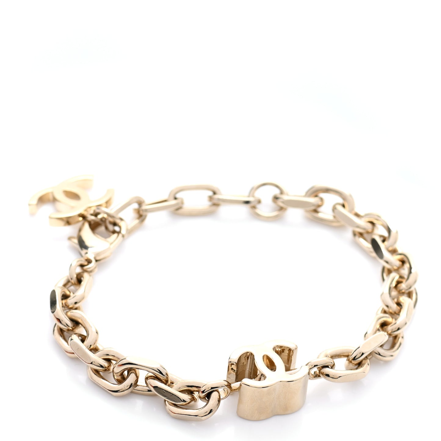 Enamel Metal CC Chain Bracelet Gold
