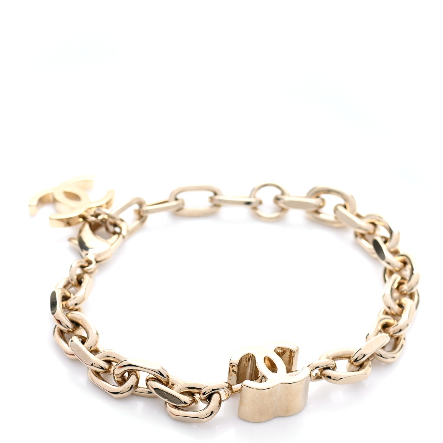 Chanel Enamel Metal CC Chain Bracelet Gold 1 of 5