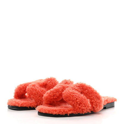Hermes Woolskin Oran Sandals 38 Orange 3 of 8