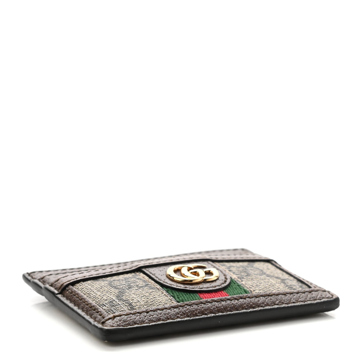 GG Supreme Monogram Ophidia Card Holder Brown