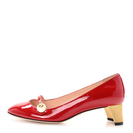 Vernice Crystal Pearl Embellished Mary Jane Pumps 37.5 Hibiscus Red
