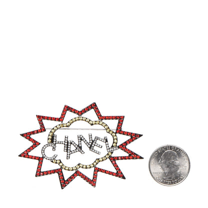 Chanel Ruthenium Crystal CC Brooch Red Yellow 3 of 6