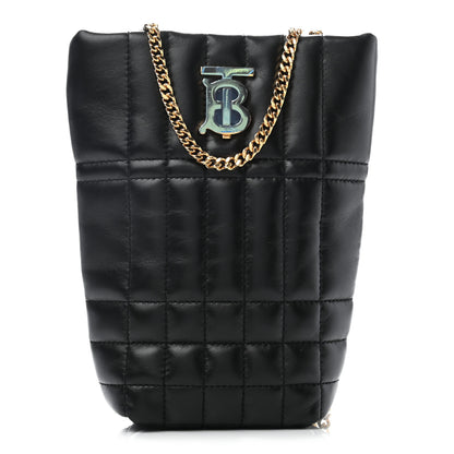 Burberry Lambskin Quilted Micro Lola Bucket Bag Black 1 of 7