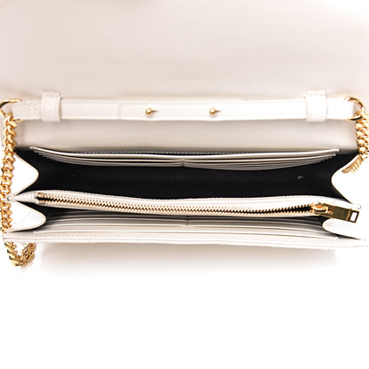 Saint Laurent Grain De Poudre Matelasse Chevron Monogram Chain Wallet Porcellana 5 of 10