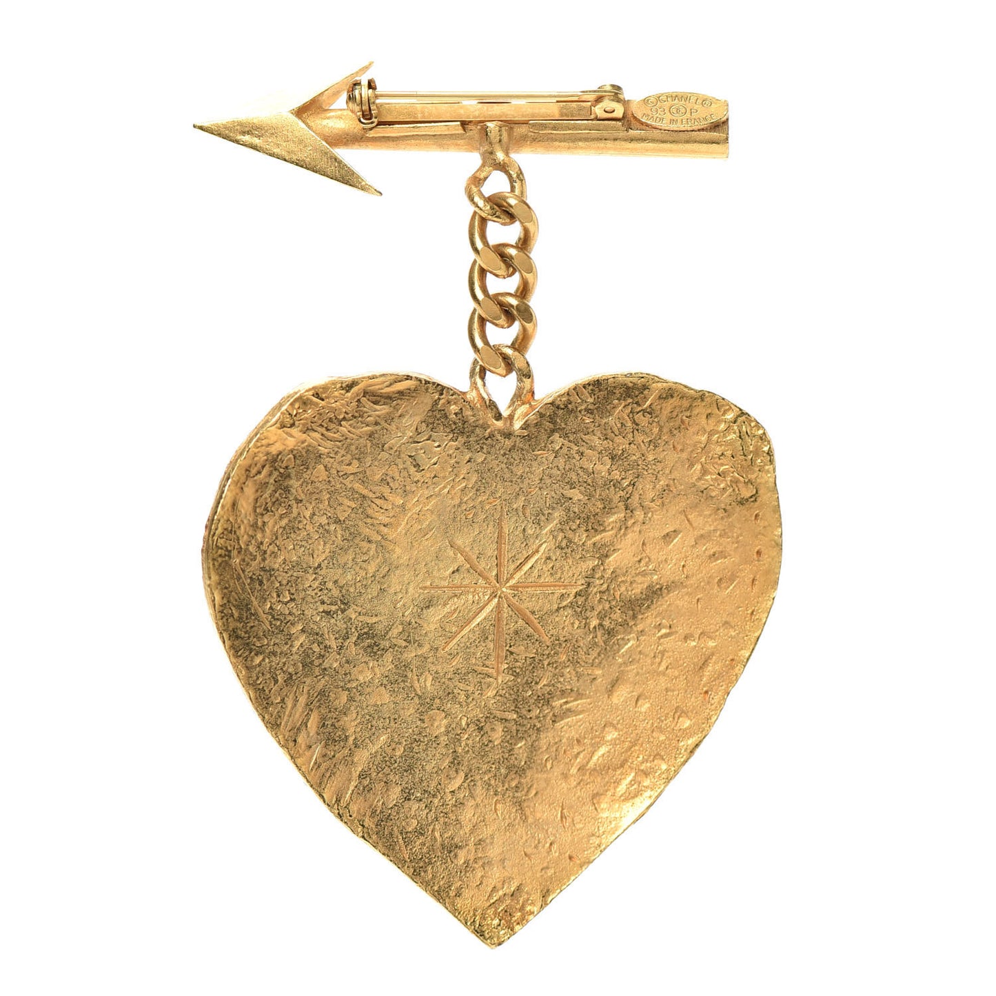 Metal Heart Arrow Cambon Paris Brooch Gold Gold